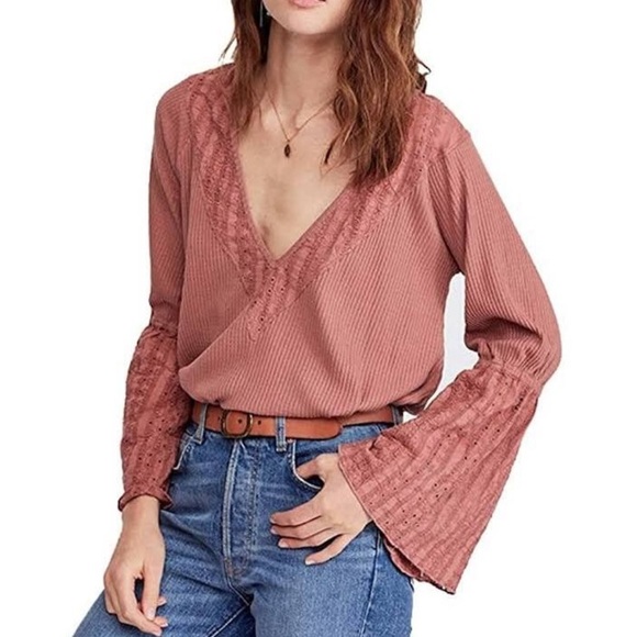 Free People Parisian Nights Boho Blouse Pink Size - Picture 1 of 6